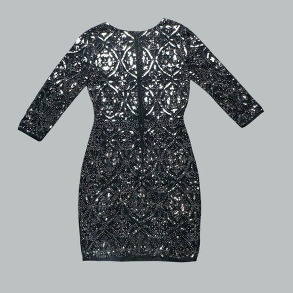 Lulu’s Bright‎ Night Black Beaded Sequin Bodycon Dress sz S - Picture 5 of 10